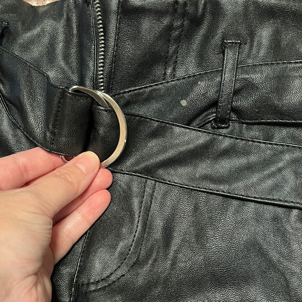 H&M Black High Waist Leather Shorts - Picture 4 of 5